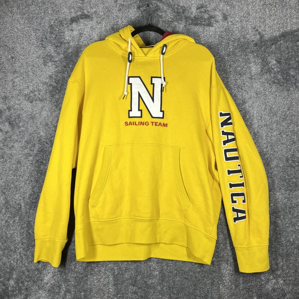 Lil Yachty Nautica Hoodie Mens L Yellow Pullover Hooded Pockets Graphic Sailing